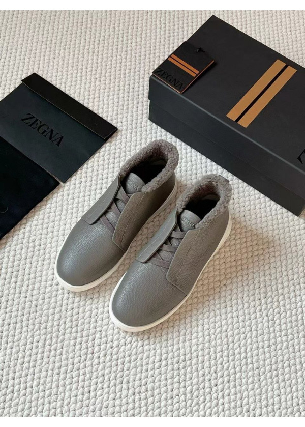 ZEGNA - Triple Stitch Shearling Mid-Top Sneakers